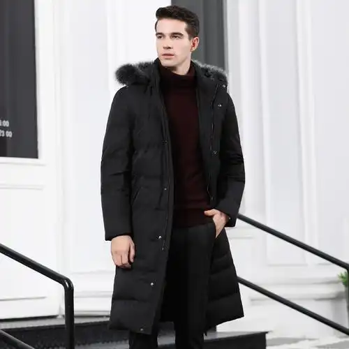 过膝加长款大狐狸毛领冬季保暖羽绒外套厚款男士羽绒服