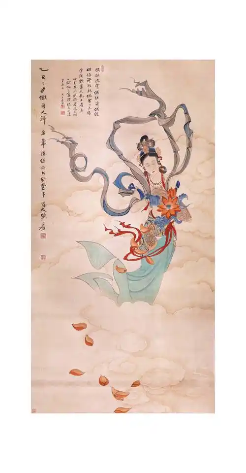 香港福羲2022秋拍|亭亭玉立倾城姿,张大千佳作《飞天侍女图》_画作