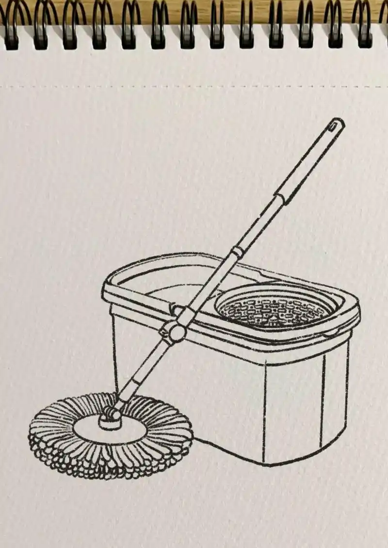 92旋转拖把简笔画|每日一画 旋转拖把  spin mop