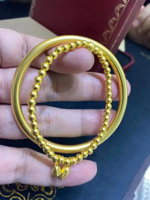 古法金手镯25克搭配13克多和和美美手串