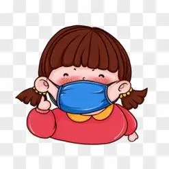 q版戴口罩点赞女孩元素