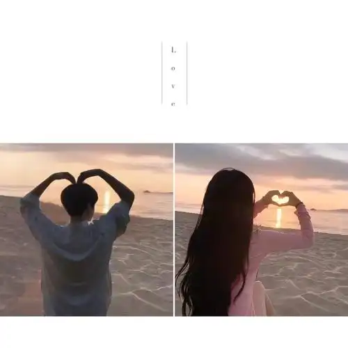 情侣头像真人比心系列