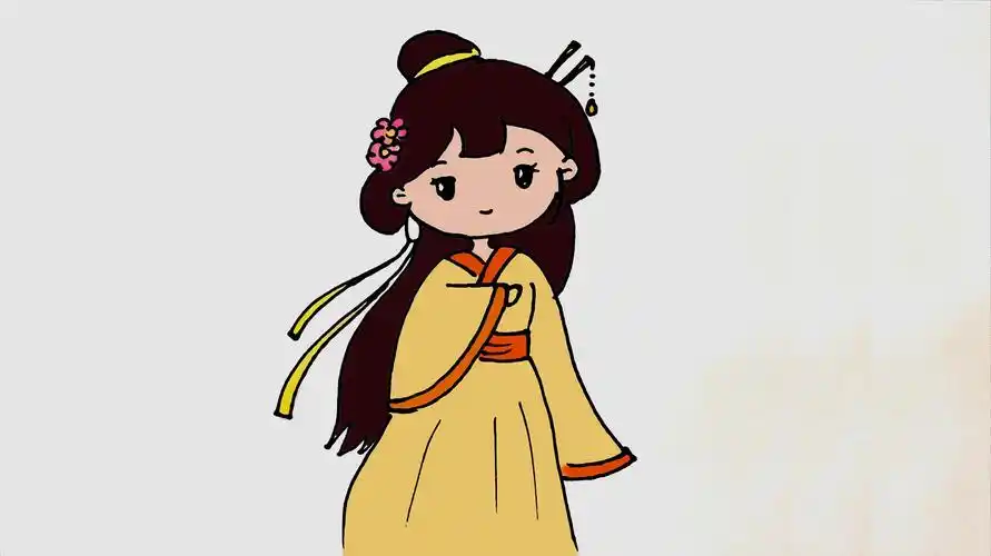 学画卡通的古装小公主简笔画
