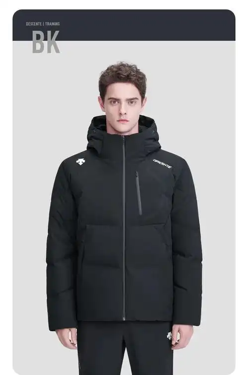 迪桑特(descente)羽绒服运动休闲水男子保暖连帽旗舰男装女装 bk-黑色