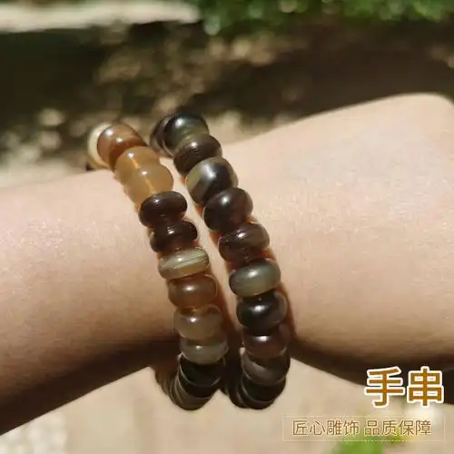 新款仿穿山甲手串民族风手串素串算盘珠108颗牛角珠