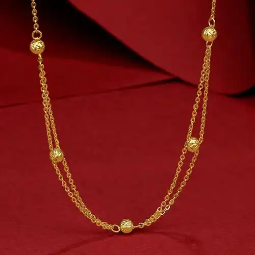 周六福黄金项链女 定价足金国潮5g金首饰无极金官方正品套链意念