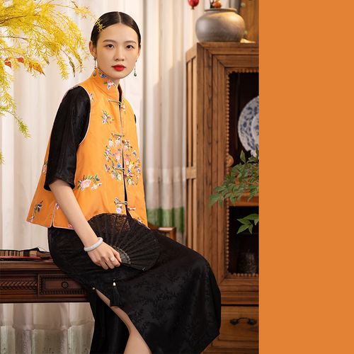 jcl891"葫芦-福禄"古董衣绣花纹样春秋冬对襟刺绣马甲坎肩马褂