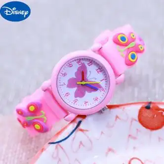迪士尼新款可爱卡通蝴蝶小女孩手表中学生儿童石英防水电子考试腕表