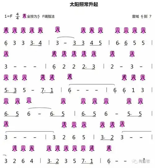 《太阳照常升起》10孔埙谱