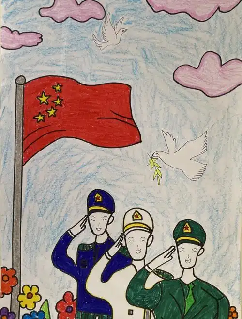 万江新村幼儿园"向军人致敬"绘画比赛