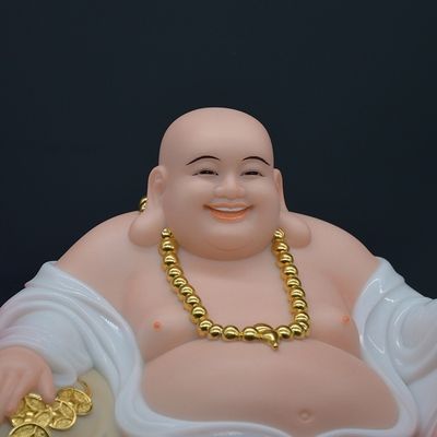 高档汉白玉弥勒佛像笑佛布袋和尚宽体大肚佛像客厅供奉家用招财摆