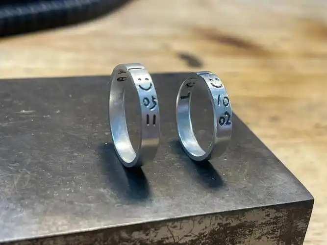 济宁diy手工纯银对戒涂鸦戒指