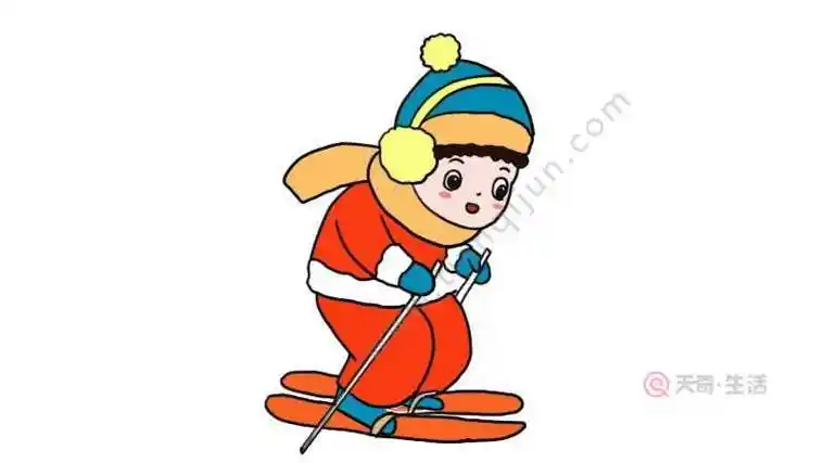 画大全滑雪绘画简笔画怎样画简笔画滑雪橇的小子寒假滑雪的女孩简笔画