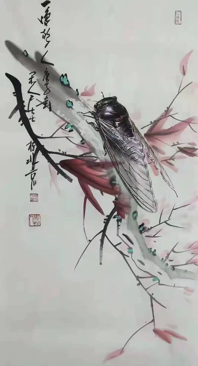 画家柳平大师国画作品当代画蝉大师柳平老师作品赏析支持定制