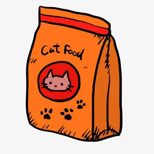 矢量手绘黄色猫粮