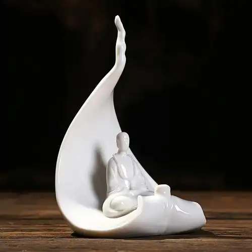 东方泥土德化白瓷设计师林彬彬雕塑作品摆件一叶菩提摆件