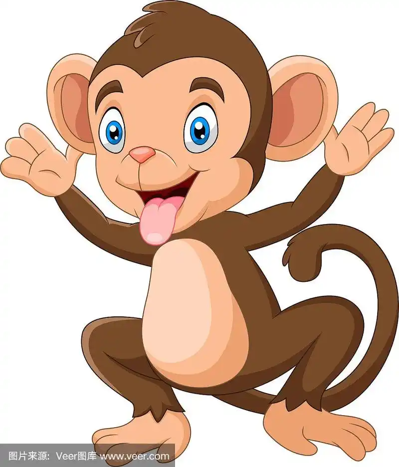 猴子,卡通,幸福,动物手,可爱的