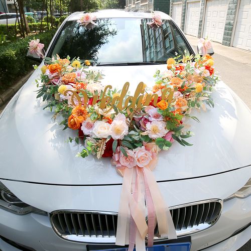 车花网红结婚主婚车头装饰仿真婚车队花车队婚车鲜花