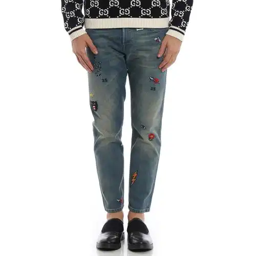 gucci/古驰男款男士蓝色锥形牛仔裤 408637 蓝色 33【图片 价格 品牌