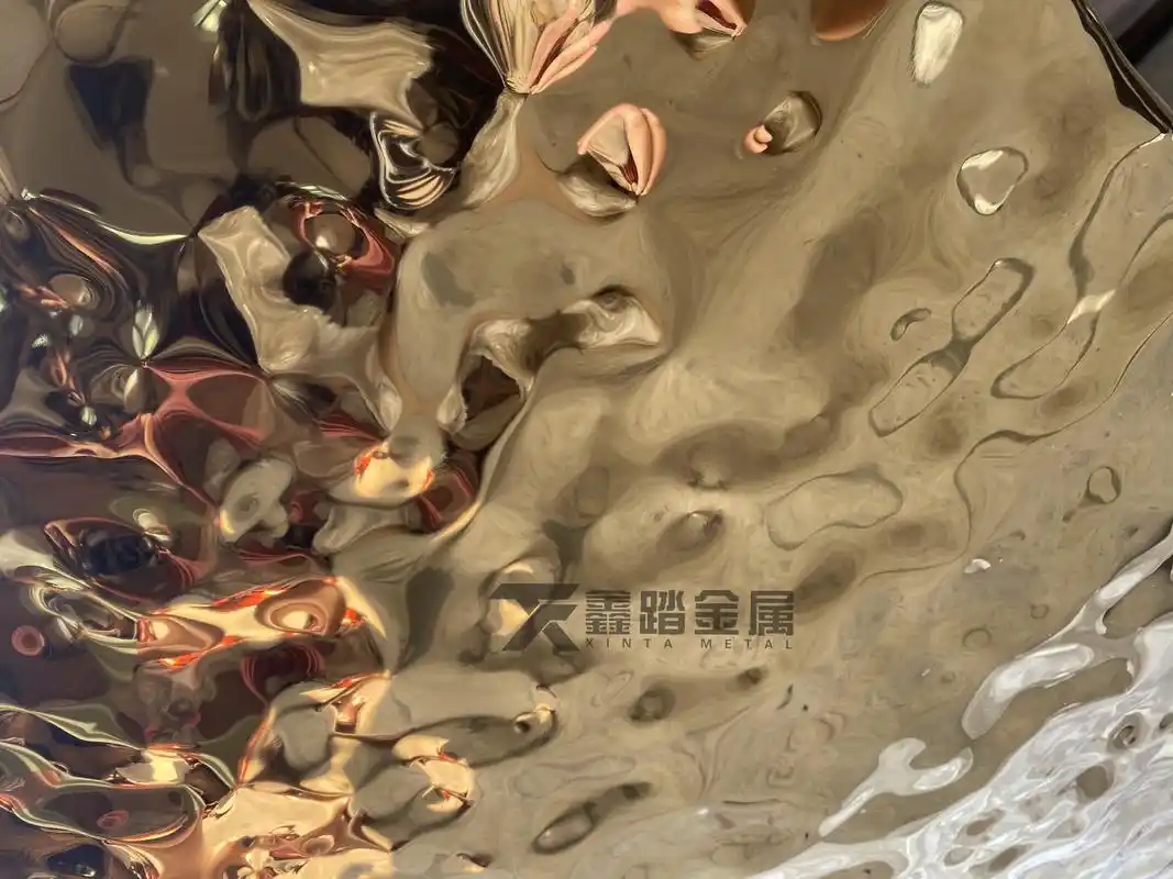 镜面钛金不锈钢水波纹吧台,接待台金属光泽有格调