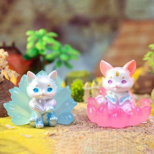 山海九尾狐卡通公仔可爱萌宠小狐妖创意手办小摆件办公桌面装饰品