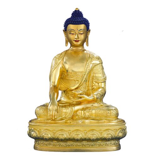 释迦牟尼佛像摆件纯铜鎏金密宗佛堂居家供奉藏传摆件