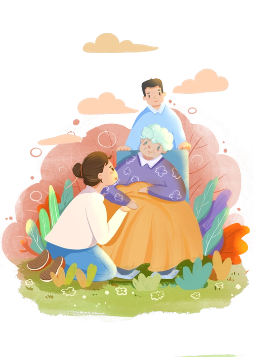 敬老院温馨插画