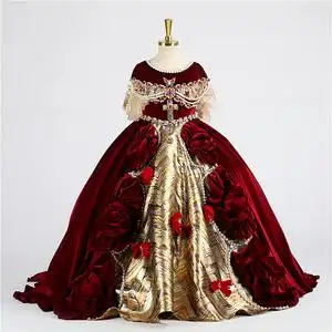 儿童礼服女童高级定制维多利亚宫廷风公主裙高端主持人走秀演出服