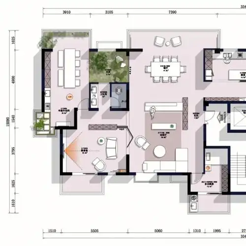 南宁400㎡大平层平面规划设计