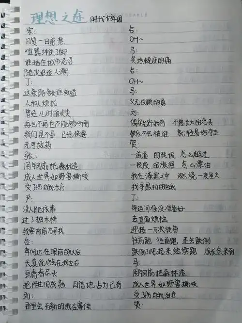 时代少年团新歌理想之途歌词手写