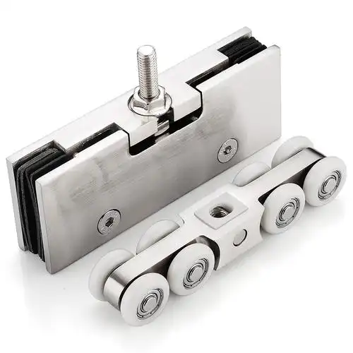 批发钢化玻璃吊轮移门滑轮全不锈钢静音无框玻璃推拉门轨道门轮18