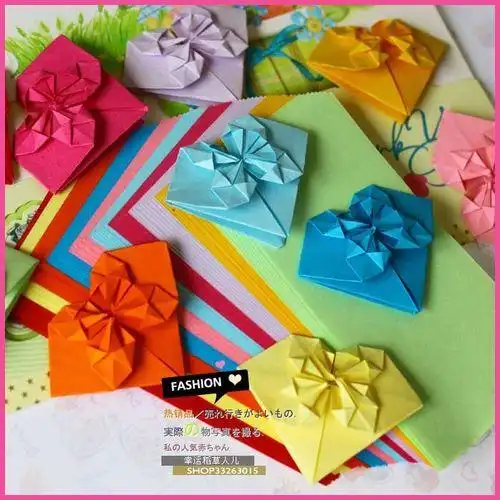 满38元包邮心花怒放长方形桃心折纸 手工纸 长方形纸 送男友女友