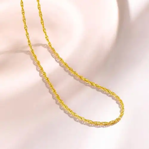 周六福黄金项链女足足金绞丝链计价金链子素链颈饰