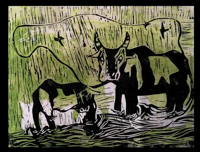 套色版画——《牛》