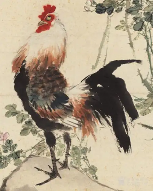 王雪涛-公鸡月季花