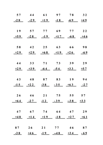 一年级数学两位数加减法竖式练习题(a4直接打印).doc