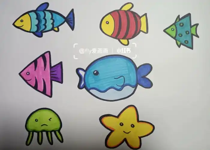 创意美术形态各异的鱼