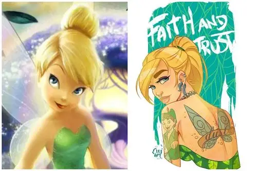 8个叛逆坏女孩版的迪士尼公主长大后的小叮当辣翻了78