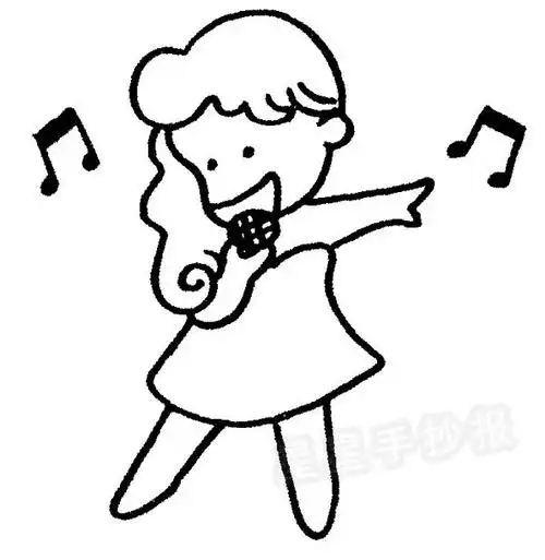 唱歌简笔画怎么画