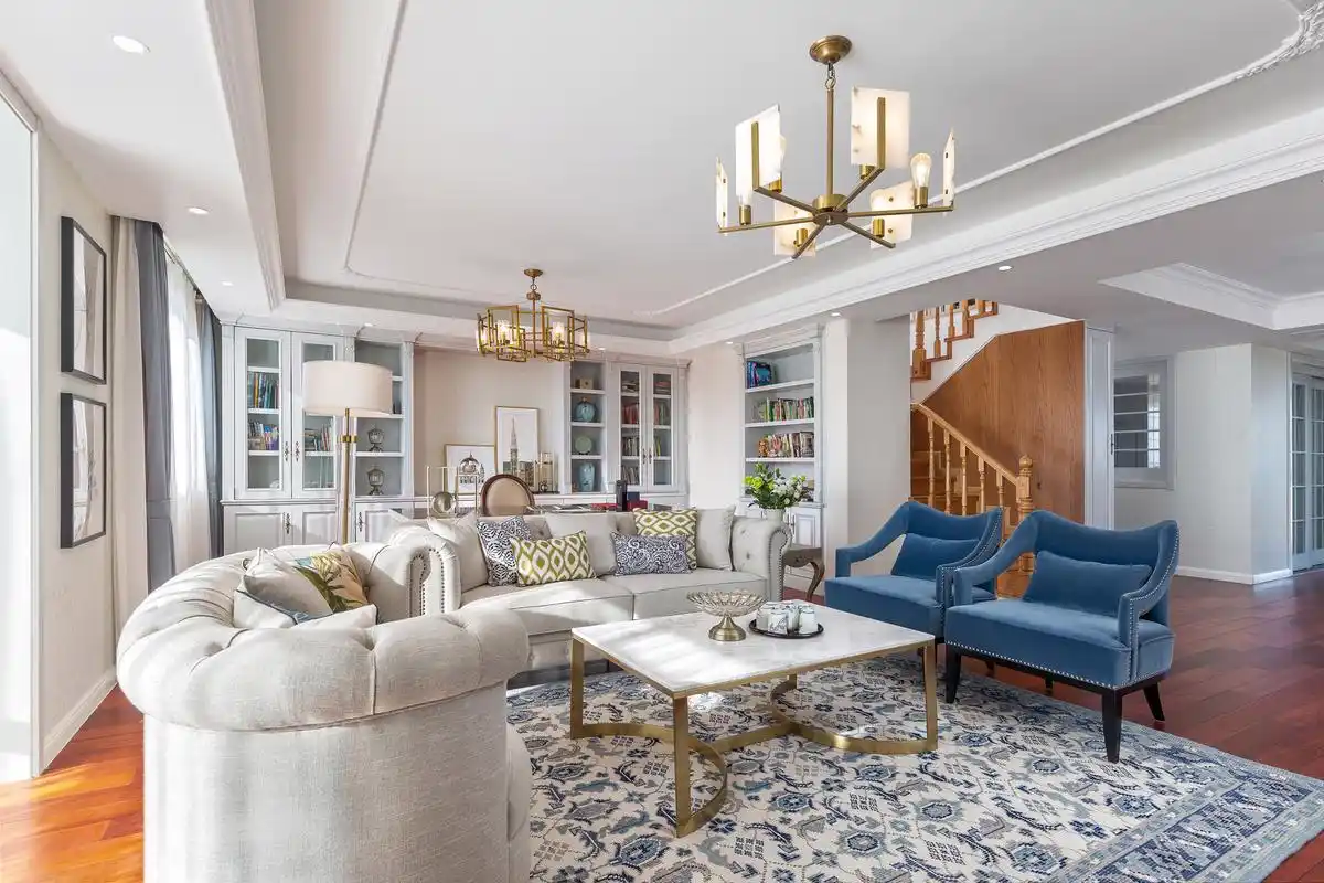 复式现代美式风格客厅装修效果图