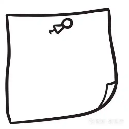 简单的黑白手绘便签纸与针插画-正版商用图片14lifi-摄图新视界