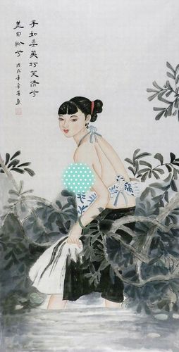 gg纯手绘字画装饰画包邮顾雪芳四尺小写意国画人物画仕女美女136