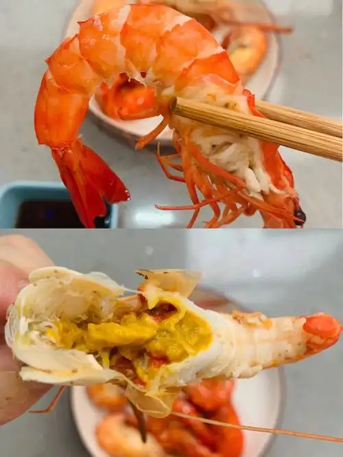 今天去市场买了半斤多虎虾和半斤罗氏虾,虎虾62一斤