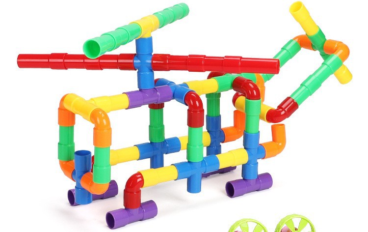 儿童管道积木diy塑料拼搭玩具积木 拼装玩具幼儿园礼品生日地摊