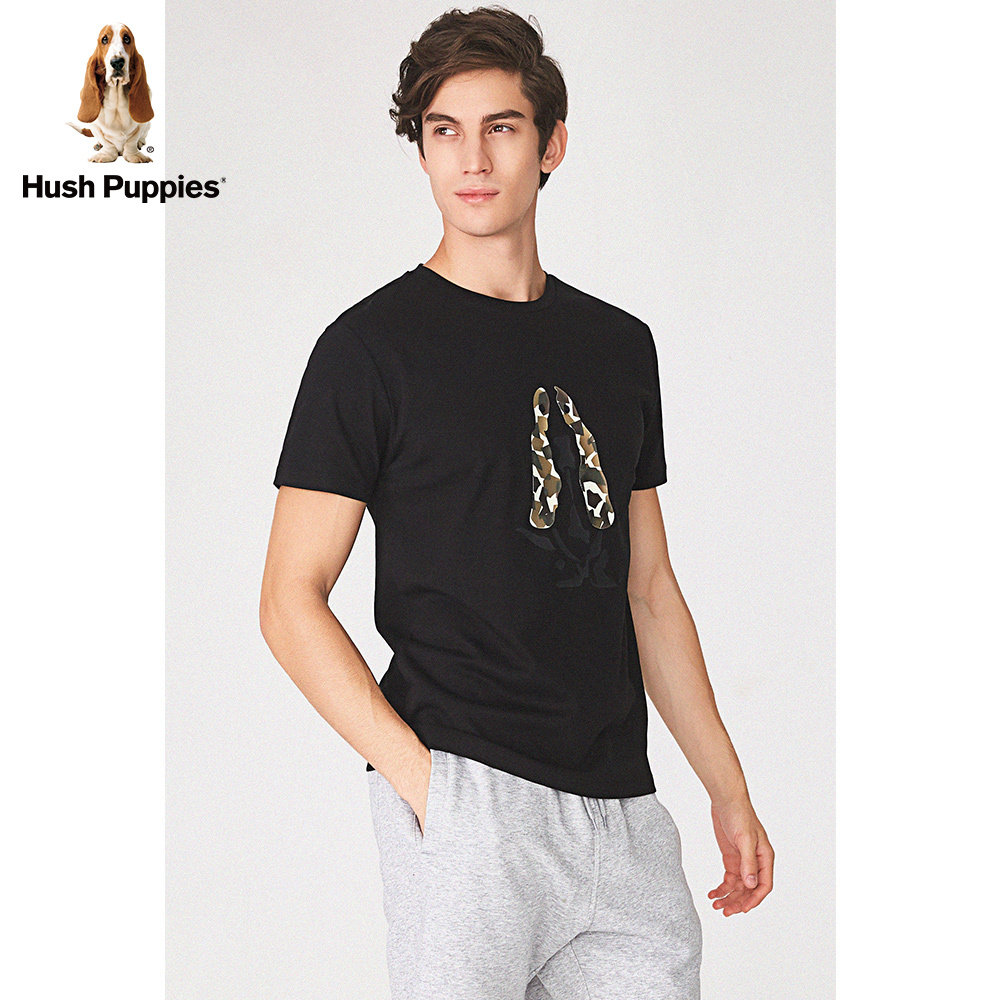 双面暇步士男装新款夏季圆领狗狗印花短袖pe20302dt恤