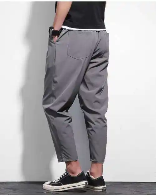 新品 夏季冰丝薄款裤子男九分裤男士休闲裤小脚裤胖子加肥加大码无双