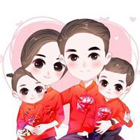全家福4人卡通头像 幸福温馨一家四口头像图片【点击鼠标右键下载】