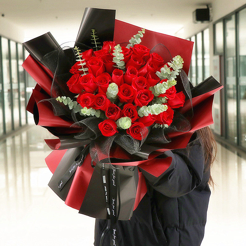 宿迁鲜花速递同城红香槟玫瑰花束礼盒宿城宿豫沭阳生日送花店上门