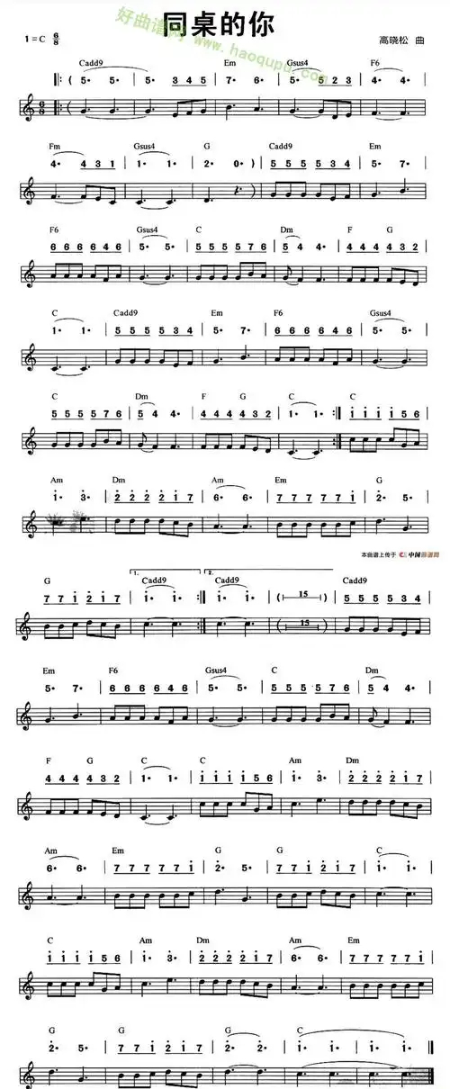 谁能告诉我十孔布鲁思口琴《同桌的你》的简谱跪求 同桌的你 这首歌的