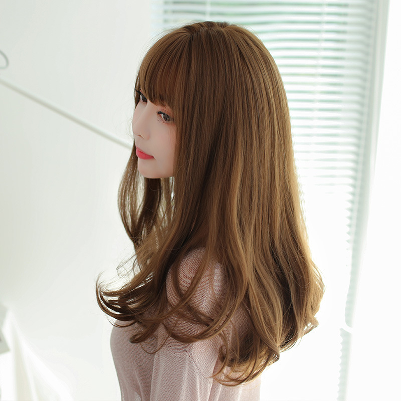 新款假发长卷发自然蓬松逼真女长发修脸中长发齐刘海全头套